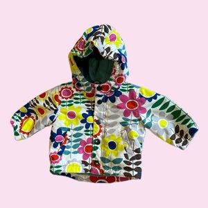 Baby BODEN bright Floral Print fleece lined Jacket size 0-3 Months